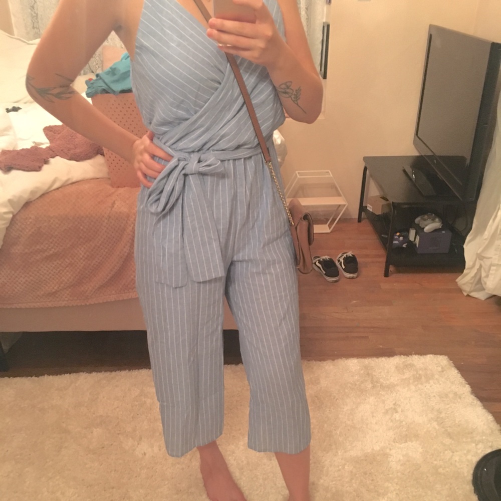 4/$25 Striped blue romper